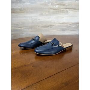 NEW Lamica Womens Blue Leather Mules Size 7.5 Made in Italy